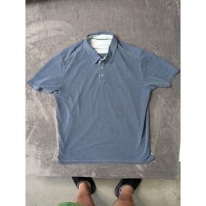 Tommy Bahama Mens XL Blue Tencel Blend Short Sleeve Polo Shirt Marlin Logo